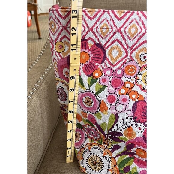Vera Bradley Clementine Vinyl Zipper Beach Pattern Play Tote Floral Pink Orange - Picture 4 of 10
